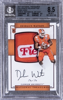 2017 Panini National Treasures Collegiate Silhouettes Bowl #105 Deshaun Watson Signed Logo Patch Rookie Card (#1/1) - BGS NM-MT+ 8.5/BGS 10